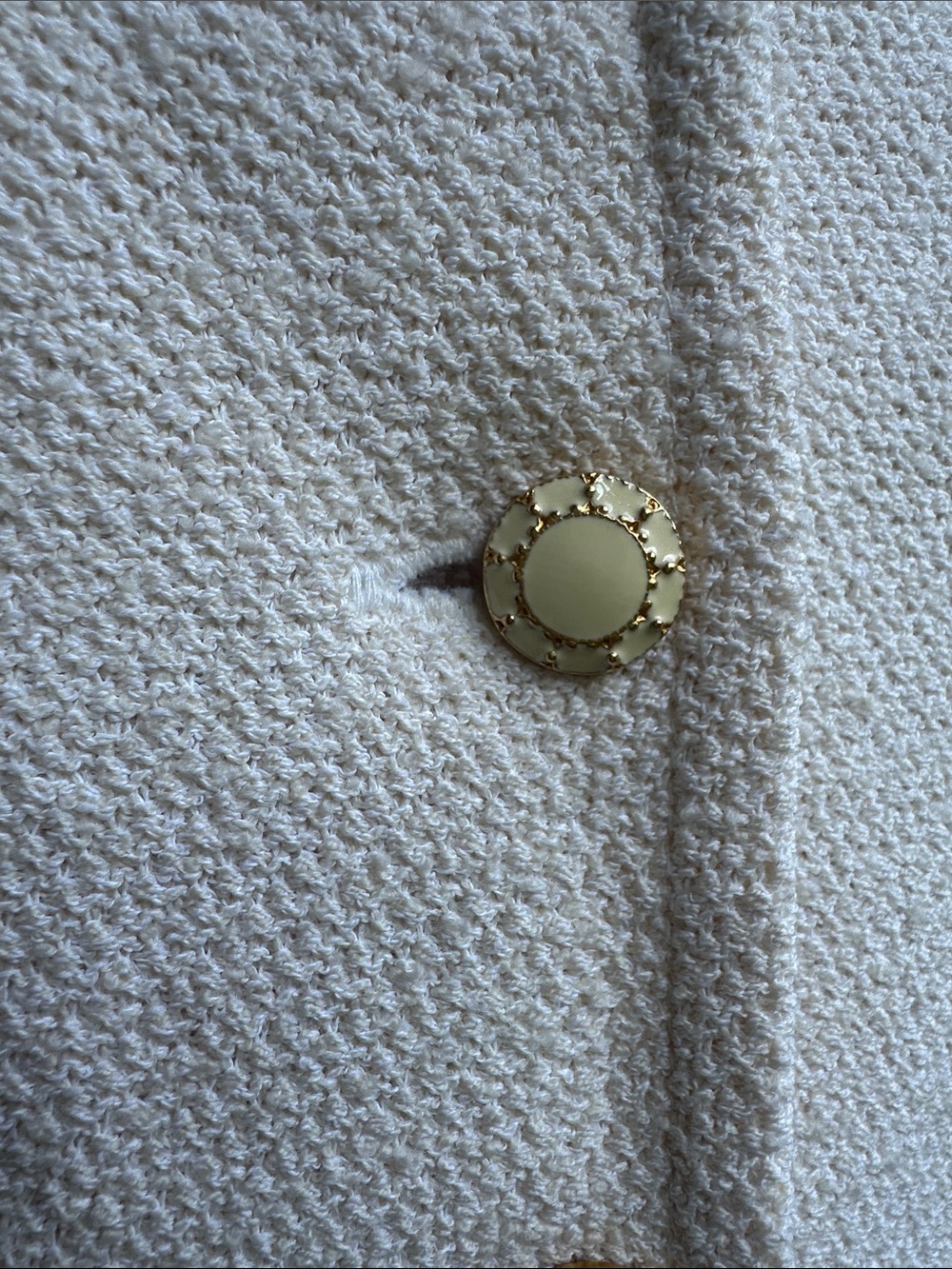St. John Collection Cream Textured Button Front Jacket - Picture 5 of 7